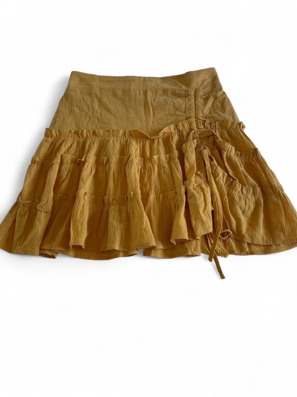 Sage Mustard Tiered Ruffle Mini Skirt